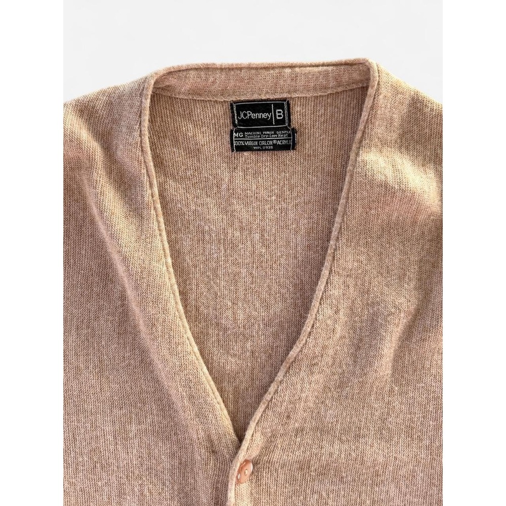 Vintage‎ 1980s JcPenney Light Brown Tan Button Down Cardigan